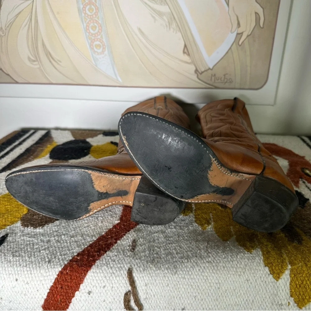 1980's Vintage Kenny Rogers Western Collection Brown Boots Size 6 D Style 70303 - Picture 6 of 11